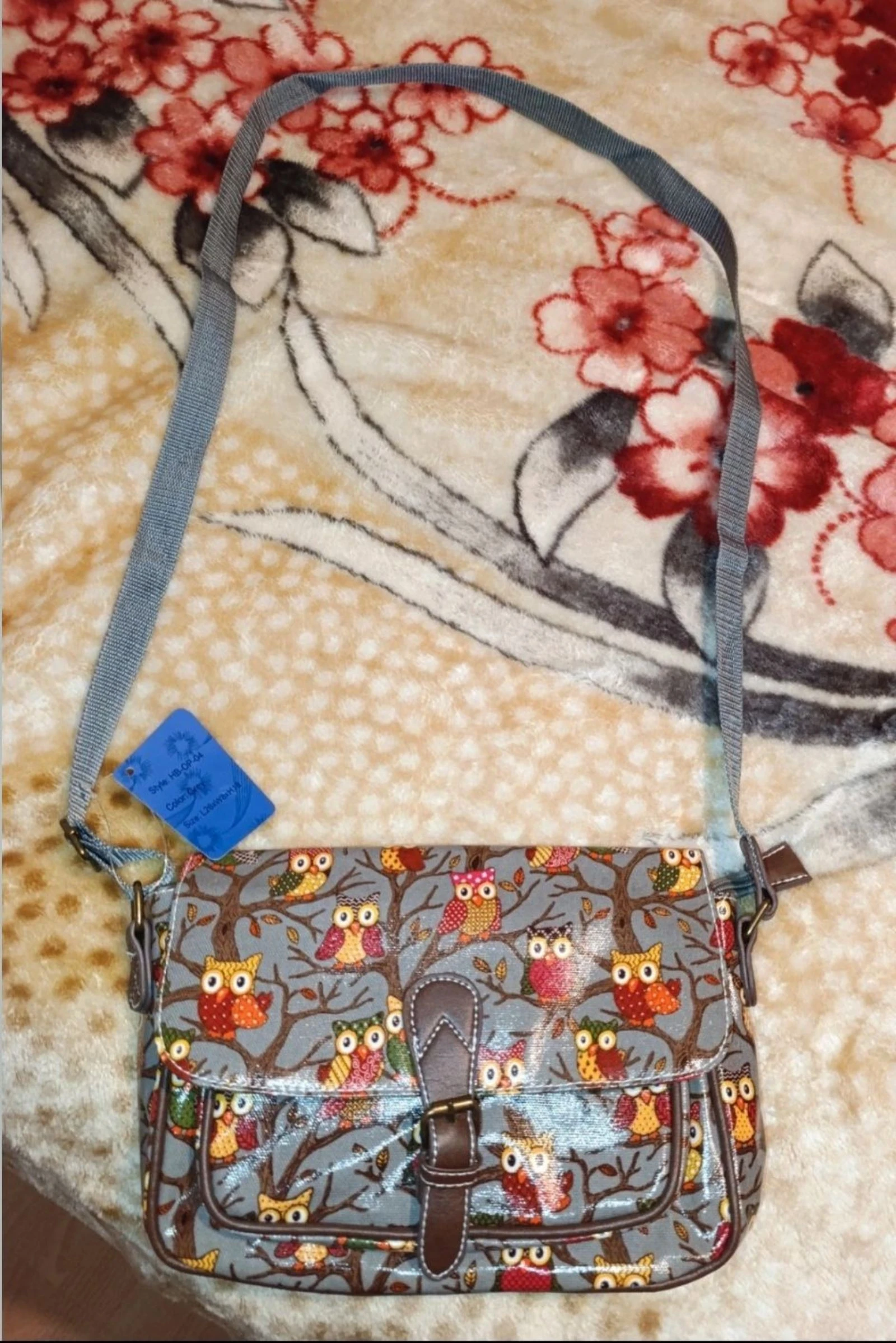 Bolso-Bandolera gris diseño Búhos
